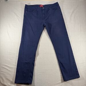 Franky Max Men's Size 36 Blue Stretch Pants Slim Straight Casual 5-Pocket Jeans